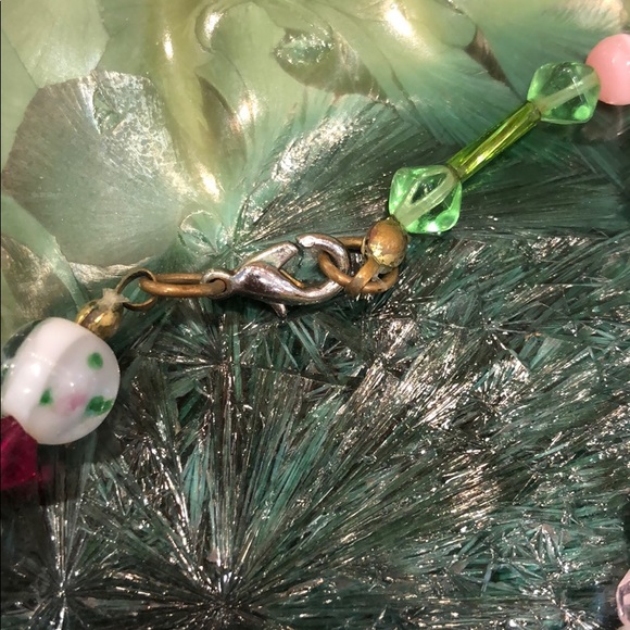 Handmade Summer Necklace - Pink, Green & White - Picture 3 of 6